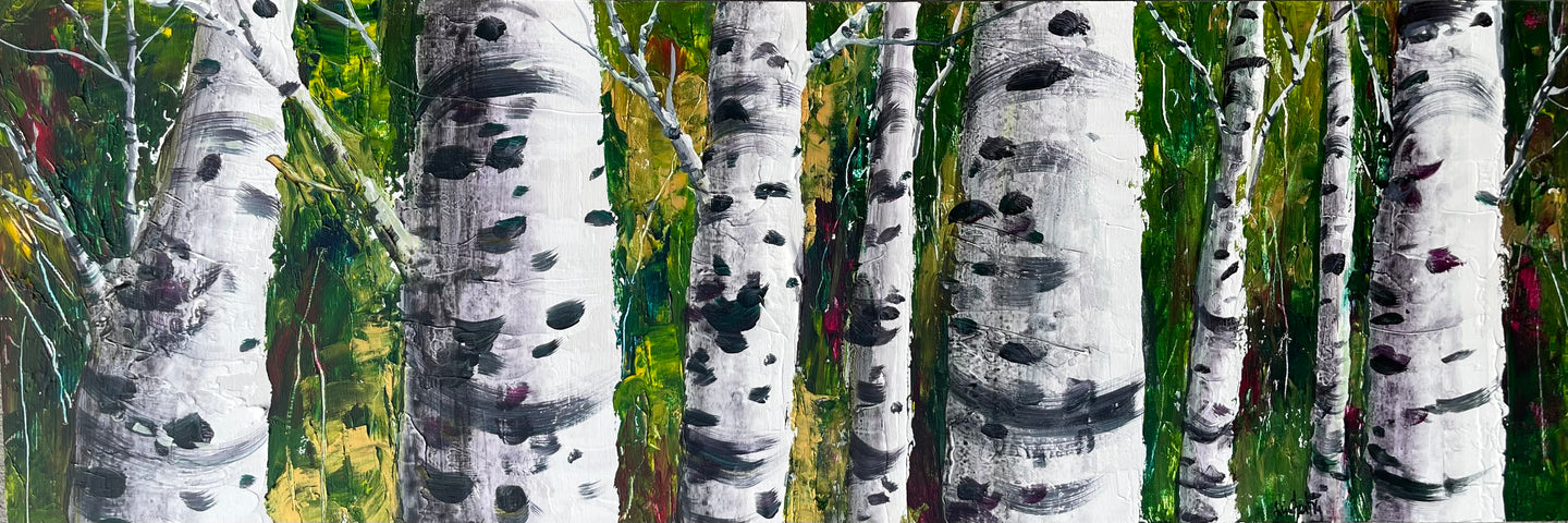 Birch Trees on Birch Panel