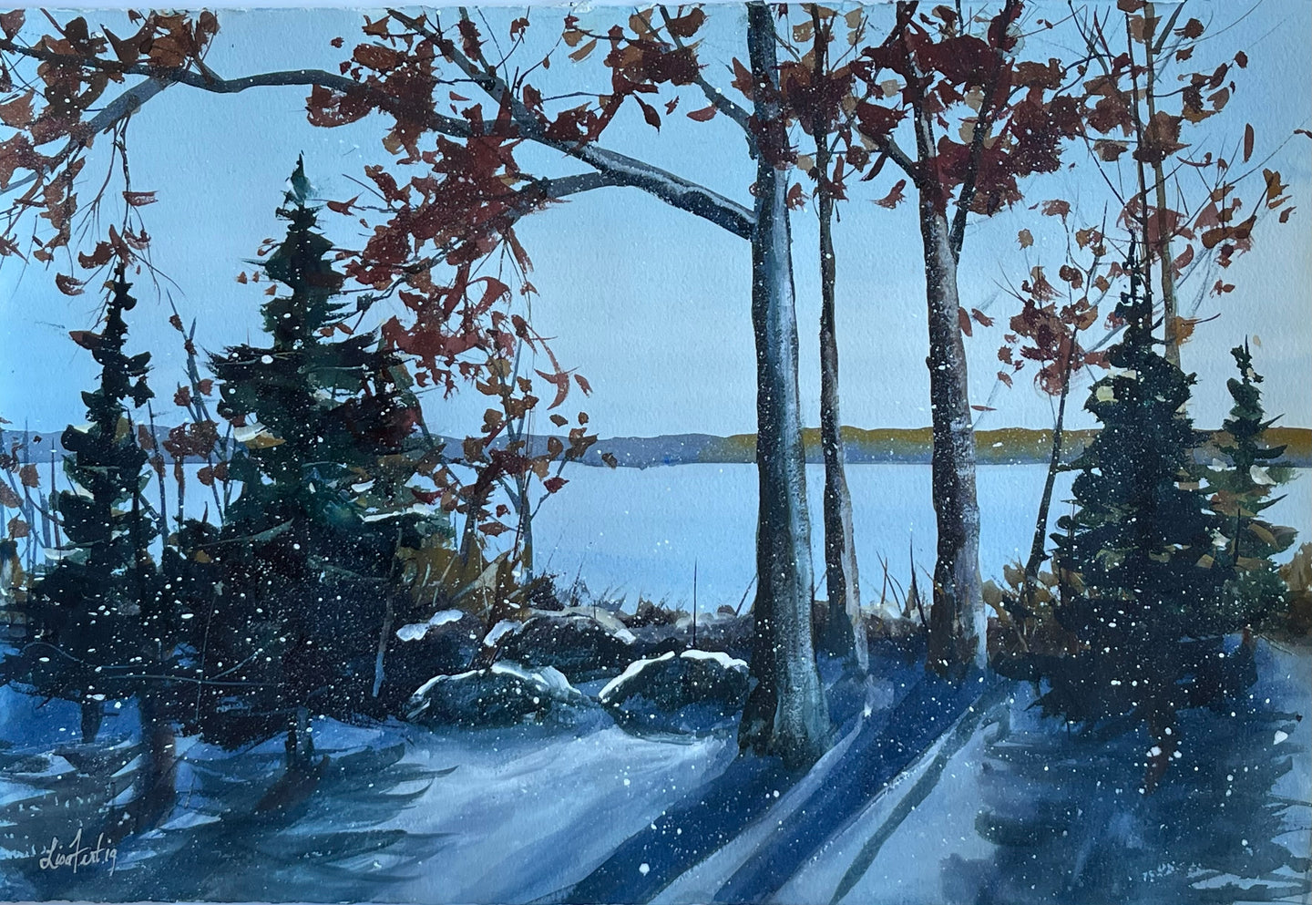 Snow by the Lake