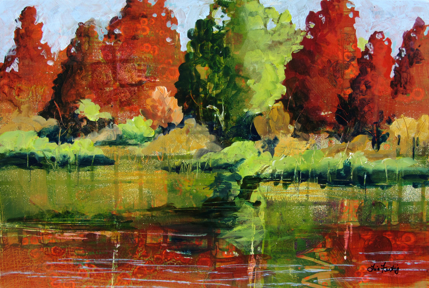 Red and Green Fall Landscape