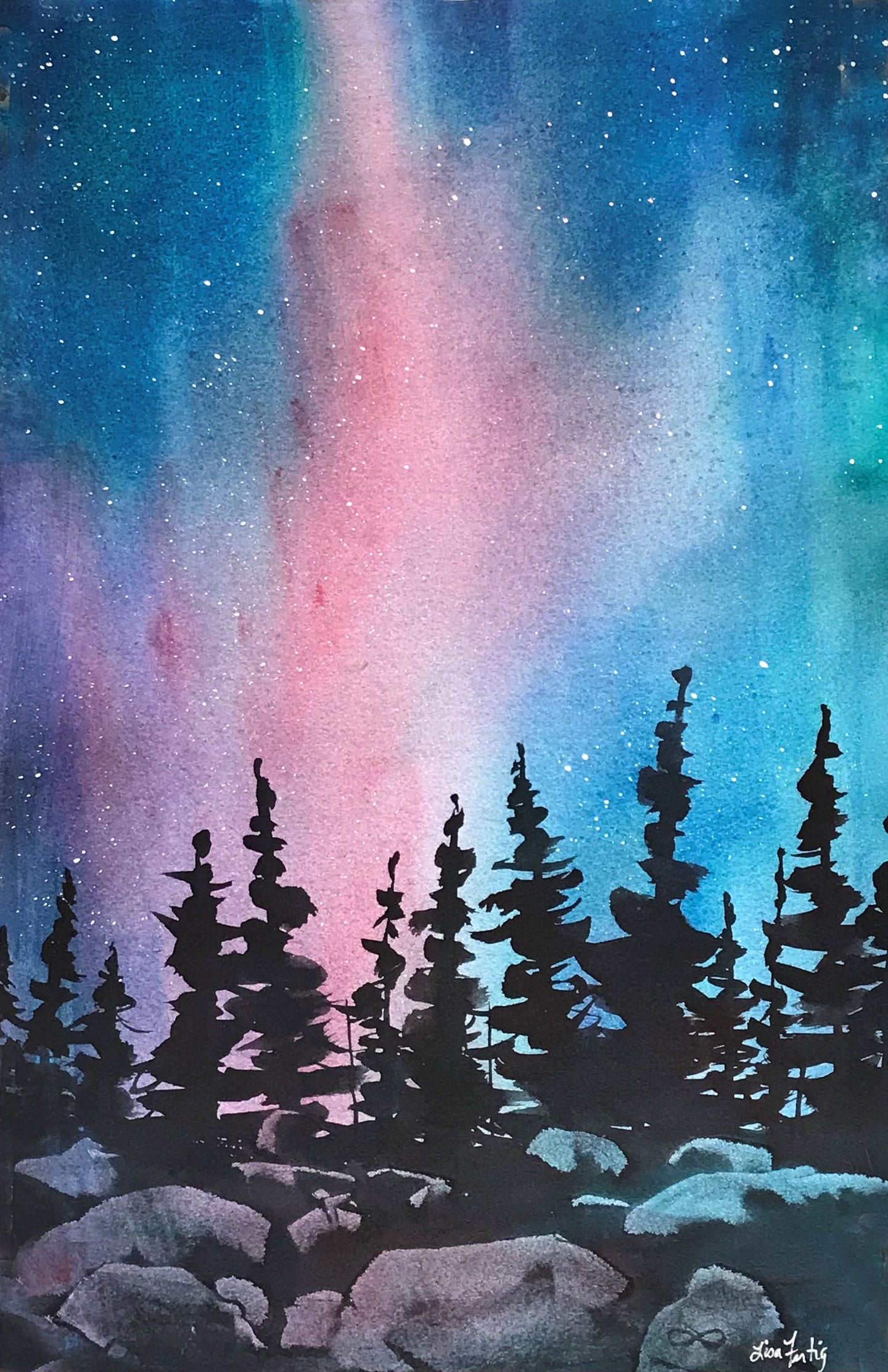 Northern Lights in Watercolor