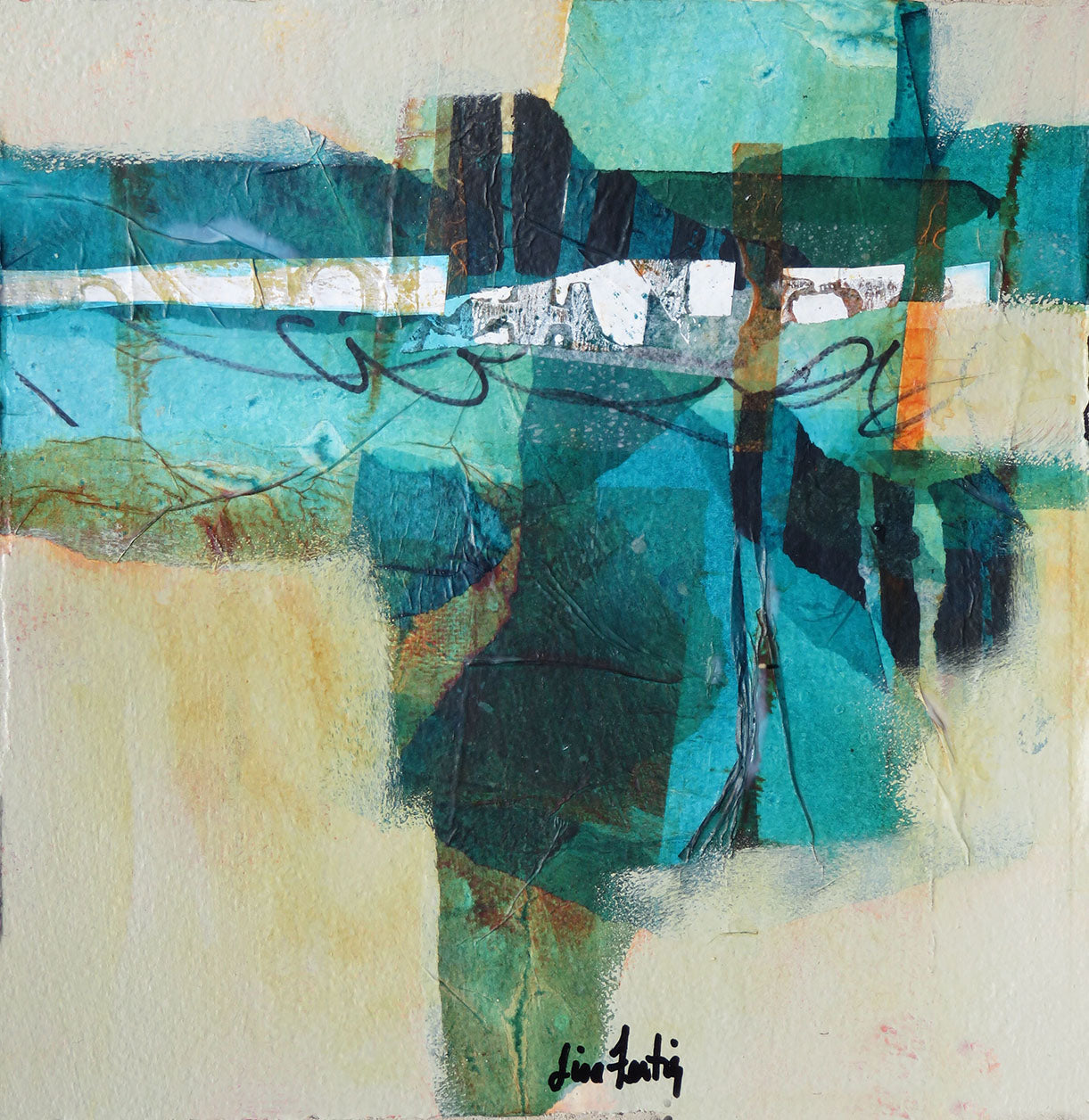 Turquoise and Black Composition I