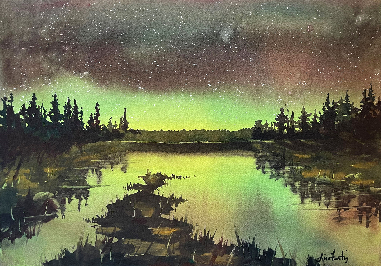 Northern Lights in Watercolor