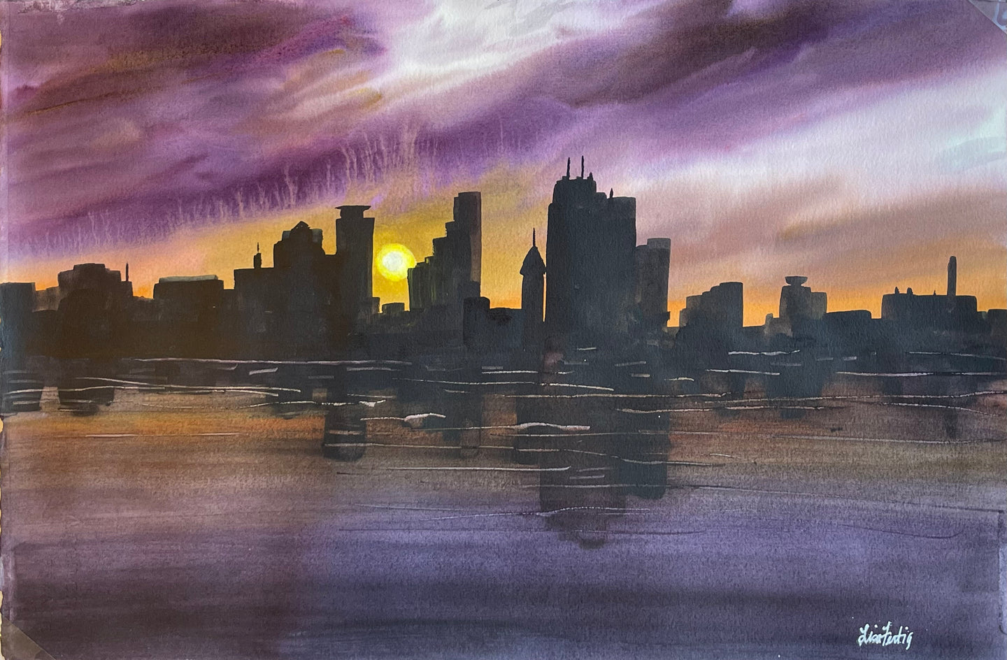Minneapolis Watercolor Skyline