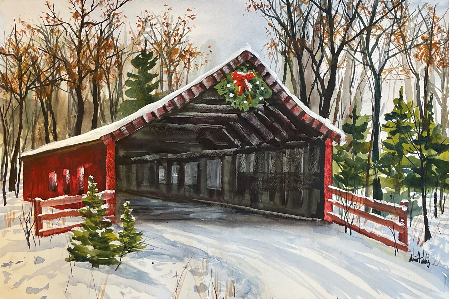 Covered Bridge in Winter