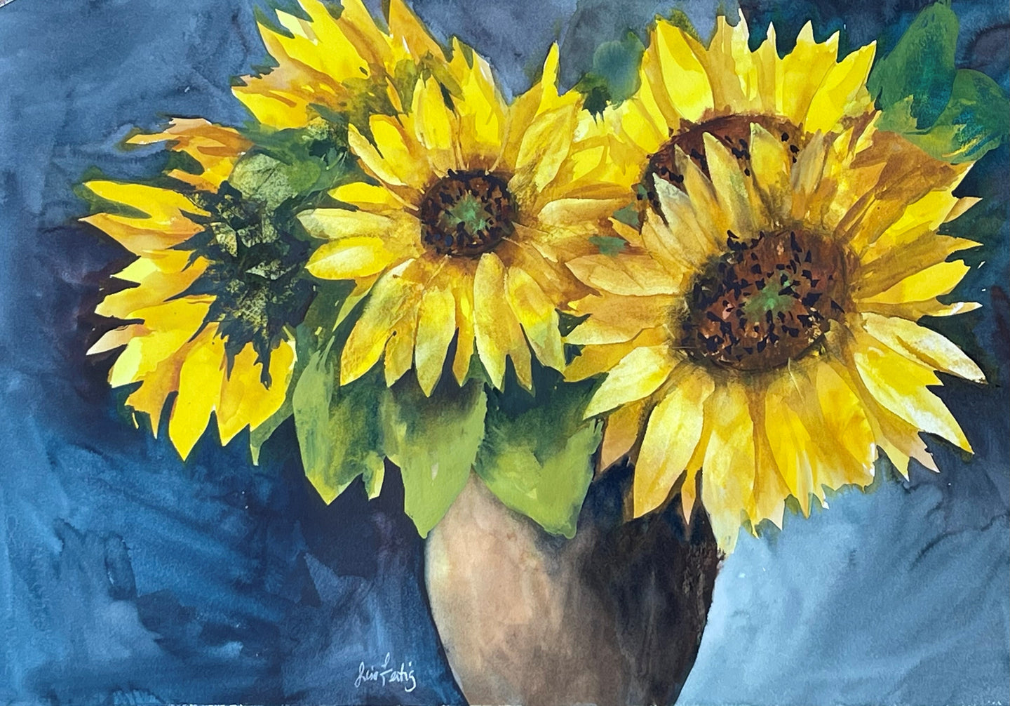 Bright Sunflowers in a Vase